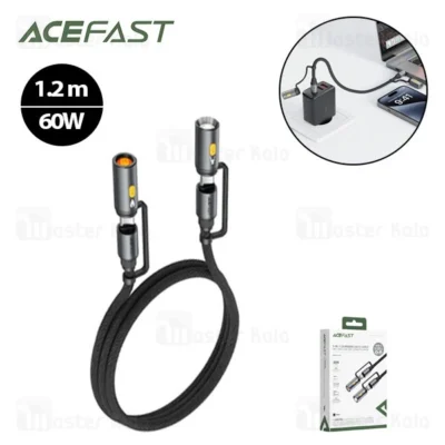 کابل Type-C به Type-C چندکاره ایس فست ACEFAST J4 Acewire Pro طول 1.2 متر توان 60 وات
