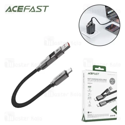 کابل دو سر Type-C و USB ایس فست ACEFAST C13-05 طول 20 سانتی‌متر توان 60 وات
