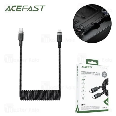 کابل Type-C به Type-C فنری ایس فست ACEFAST C14-03 طول 1.2 متر توان 60 وات