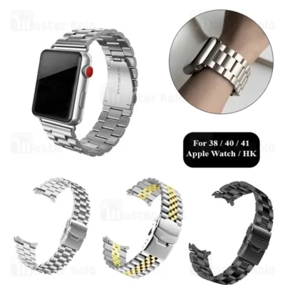 بند فلزی 3 بید اپل واچ و ساعت HK سایز‌های 38 / 40 / 41 میلی متری Apple Watch 3 Beads Bracelet Strap