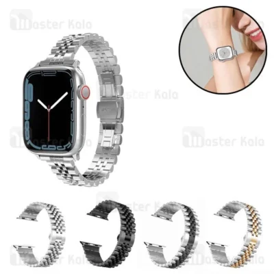 بند فلزی 5 بید باریک اپل واچ و ساعت HK سایز‌های 38 / 40 / 41 میلی متری Apple Watch Slim 5 Bead Strap
