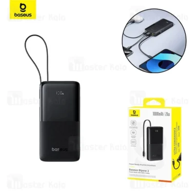 پاوربانک 10000 بیسوس Baseus Bipow 2 P10077101113 توان 20 وات همراه با کابل Type C متصل