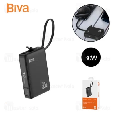 پاوربانک 10000 بیوا Biva BP-024 Fast Charging Power Bank توان 30 وات با کابل متصل