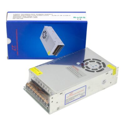 تغذیه سوئیچینگ فلزی 12 ولت 20 آمپر 12v-20A فن دار مارک LT