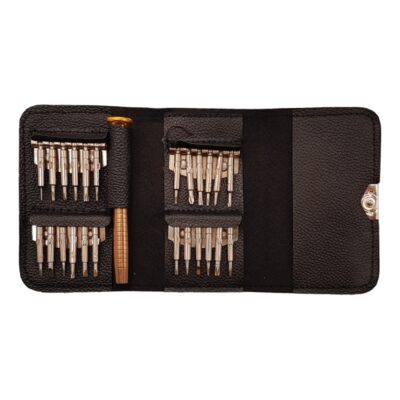 ست پیچ گوشتی 25 تکه جیبی دارای کیف چرمی