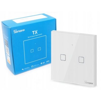 کلید دو پل هوشمند لمسی SONOFF T1 با قابلیت کنترل از طریق WiFi و ریموت 433MHz