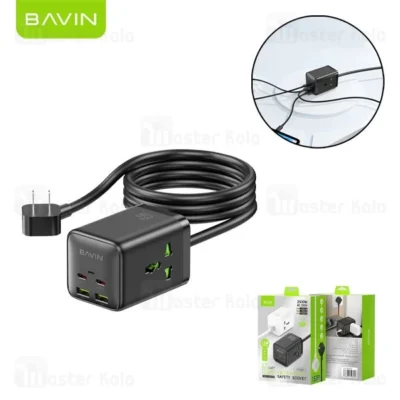 چند راهی و هاب شارژر 6 پورت باوین Bavin PC2026y طول 1.5 متر توان 65 وات