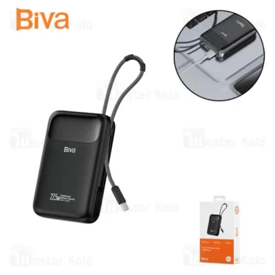 پاوربانک 10000 بیوا Biva BP-023 توان 22.5 وات با کابل متصل