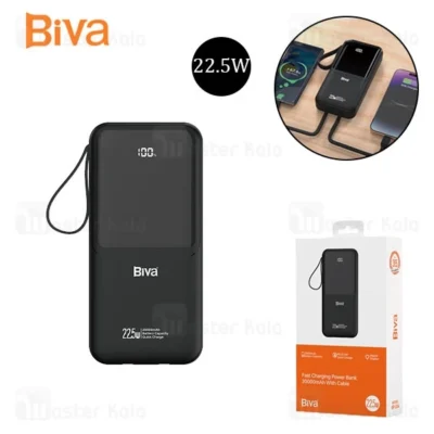 پاوربانک 20000 بیوا Biva BP-036 Power Bank توان 22.5 وات با کابل متصل