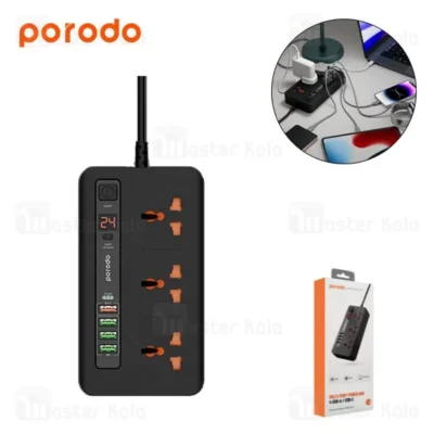 چند راهی برق و شارژر تایمر دار پرودو Porodo Multi-Port Power HUB PD-FWCH013 دارای 5 پورت