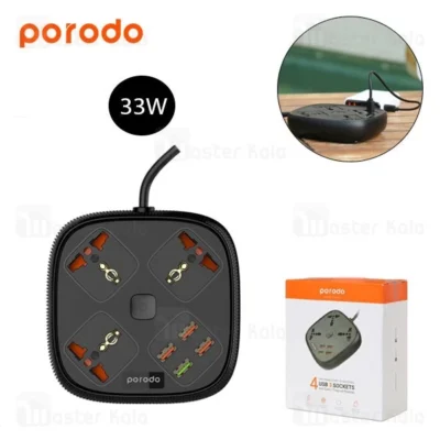 چند راهی برق و شارژر پرودو Porodo 4 USB 3 Sockets PD-SC3302 دارای 4 پورت