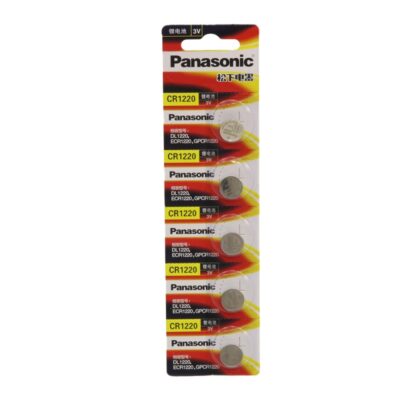 باتری سکه ای 3 ولت CR1220 ورق 5 تایی مارک Panasonic