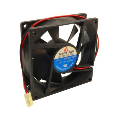 فن 12V دو سیمه سایز 8x8 ضخامت 2.5cm مارک SPACE FAN مدل M802512BM