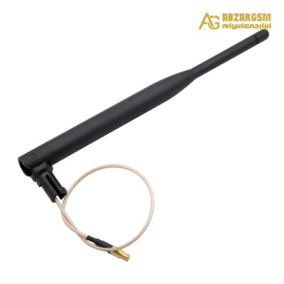 آنتن WIFI تاشو سیم دار 17cm مشکی با کانکتور صاف ST MCX