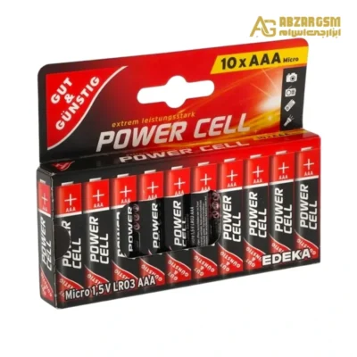 باتری نیم قلمی آلکالاین AAA بسته10 عددی مارک POWER CELL