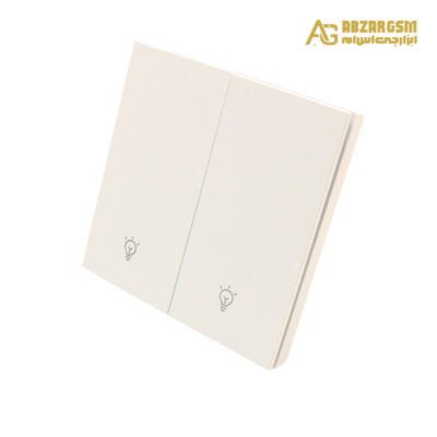 کلید دو پل هوشمند پیانویی TUYA سفید با قابلیت کنترل از طریق WiFi مدل DH-313